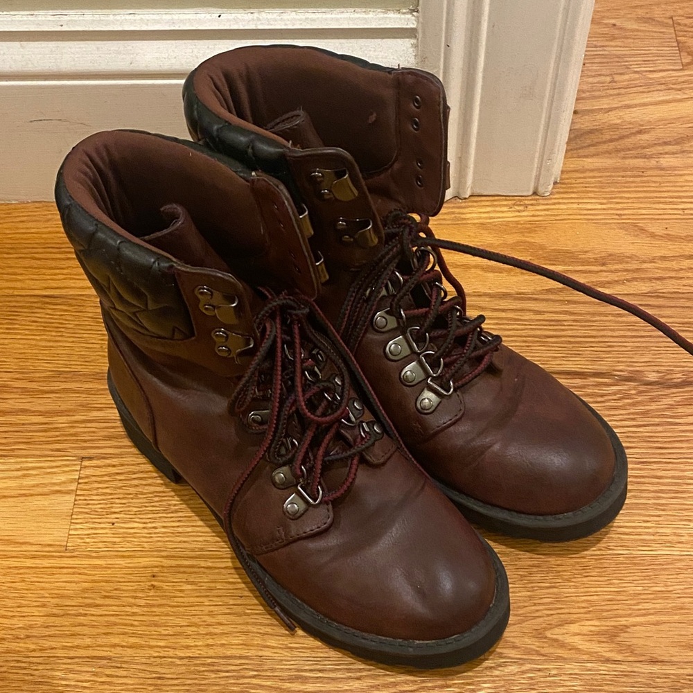 Maroon faux leather Boots